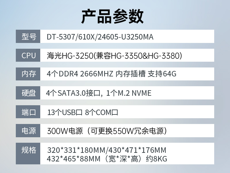 國內工控機廠家|海光CPU芯片工業電腦|DT-5307-U3250MA