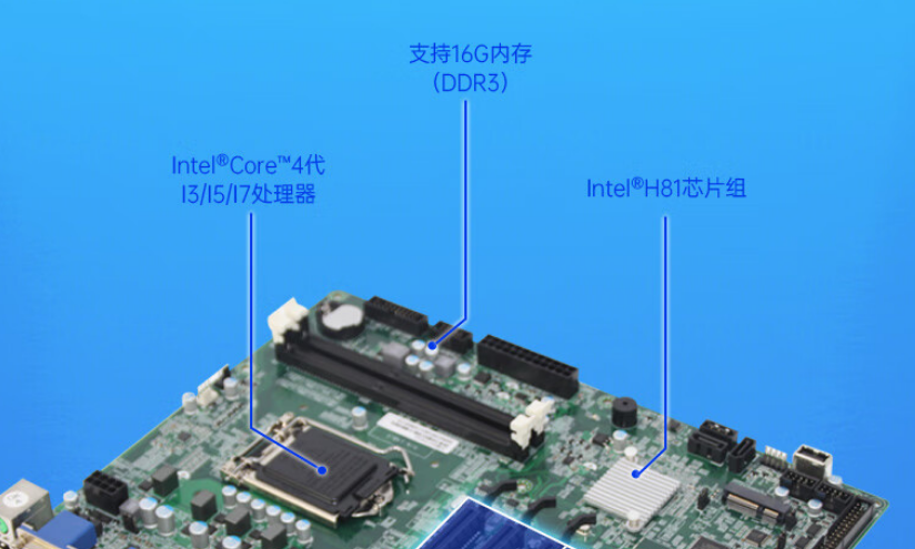 機內配置了2個140pinDDR3L的內存插槽，支持16G內存。