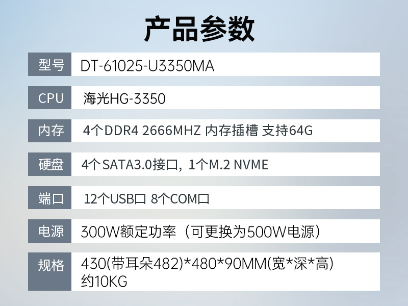 國產化海光2U工控機|銀河麒麟國產操作系統|DT-61025-U3350MA