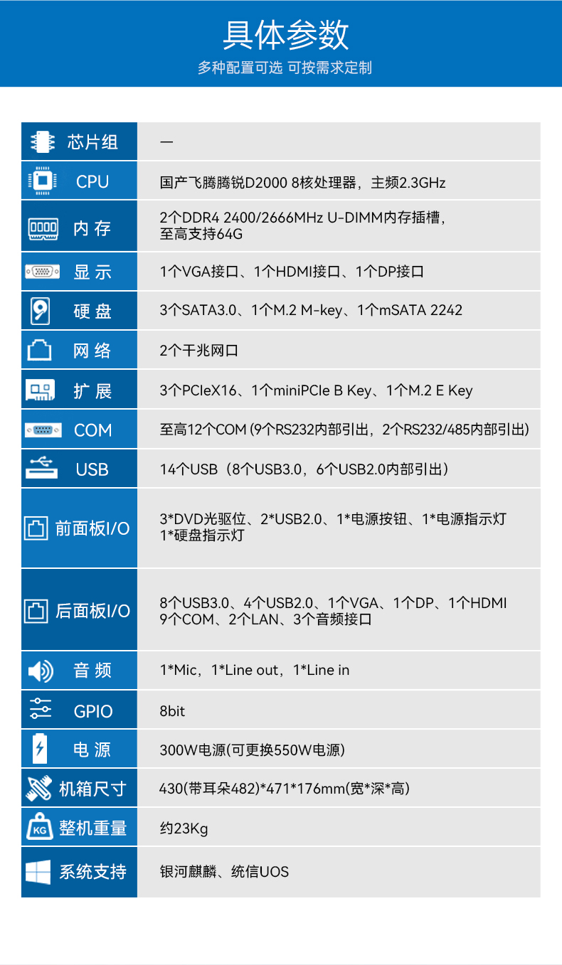 國產4U信創工控機,飛騰騰銳D2000八核處理器,5G國產CPU電腦,DT-610X-TD2KMB.jpg